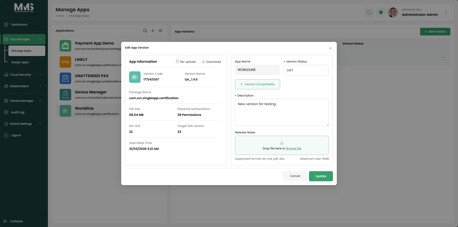 Extracted APK metadata