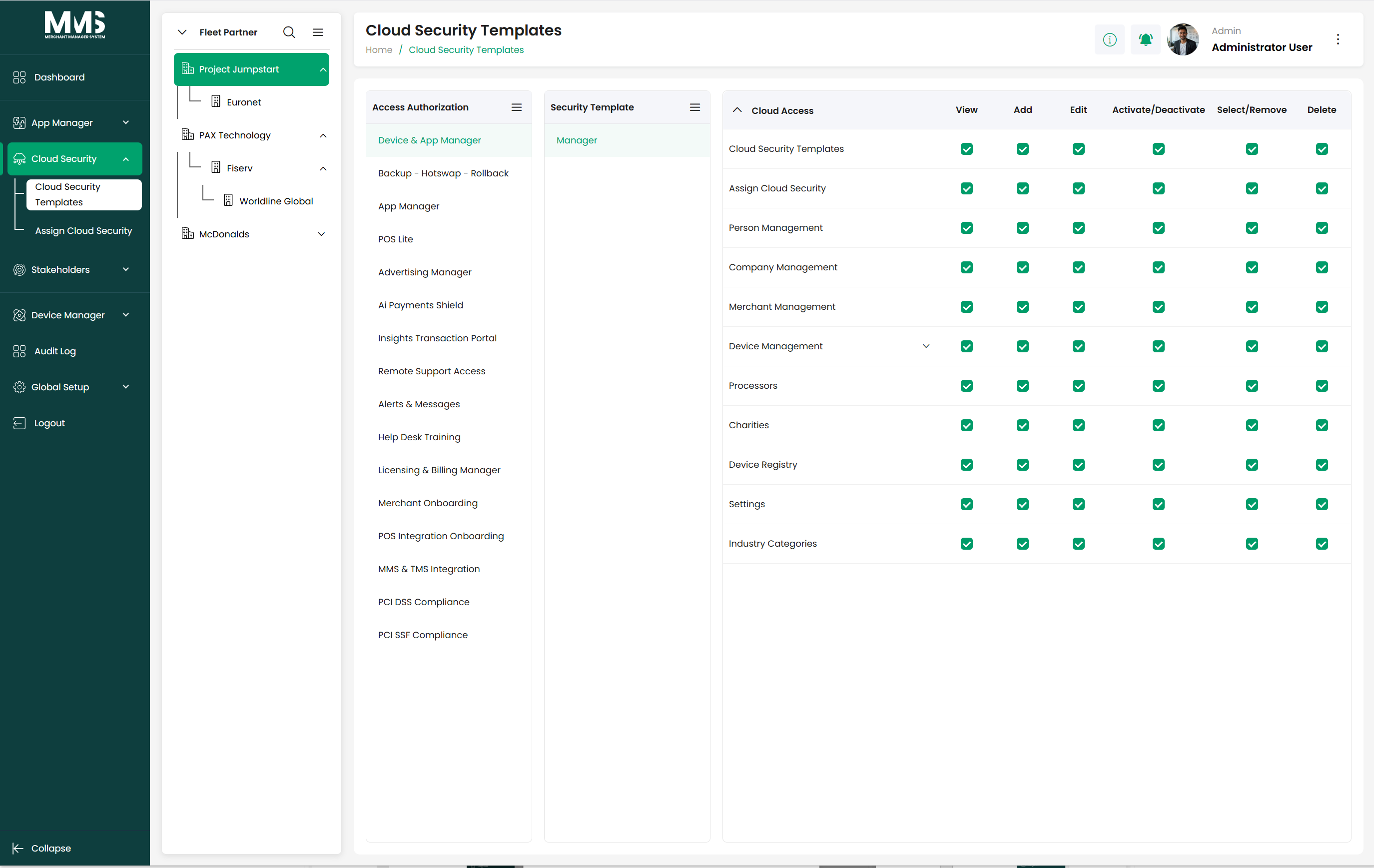 Security Template list