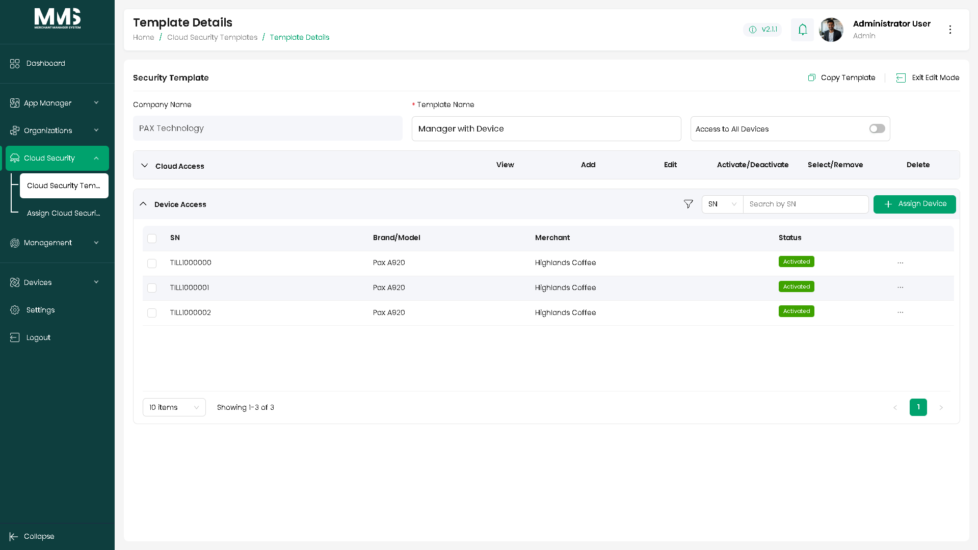 Create Security Template