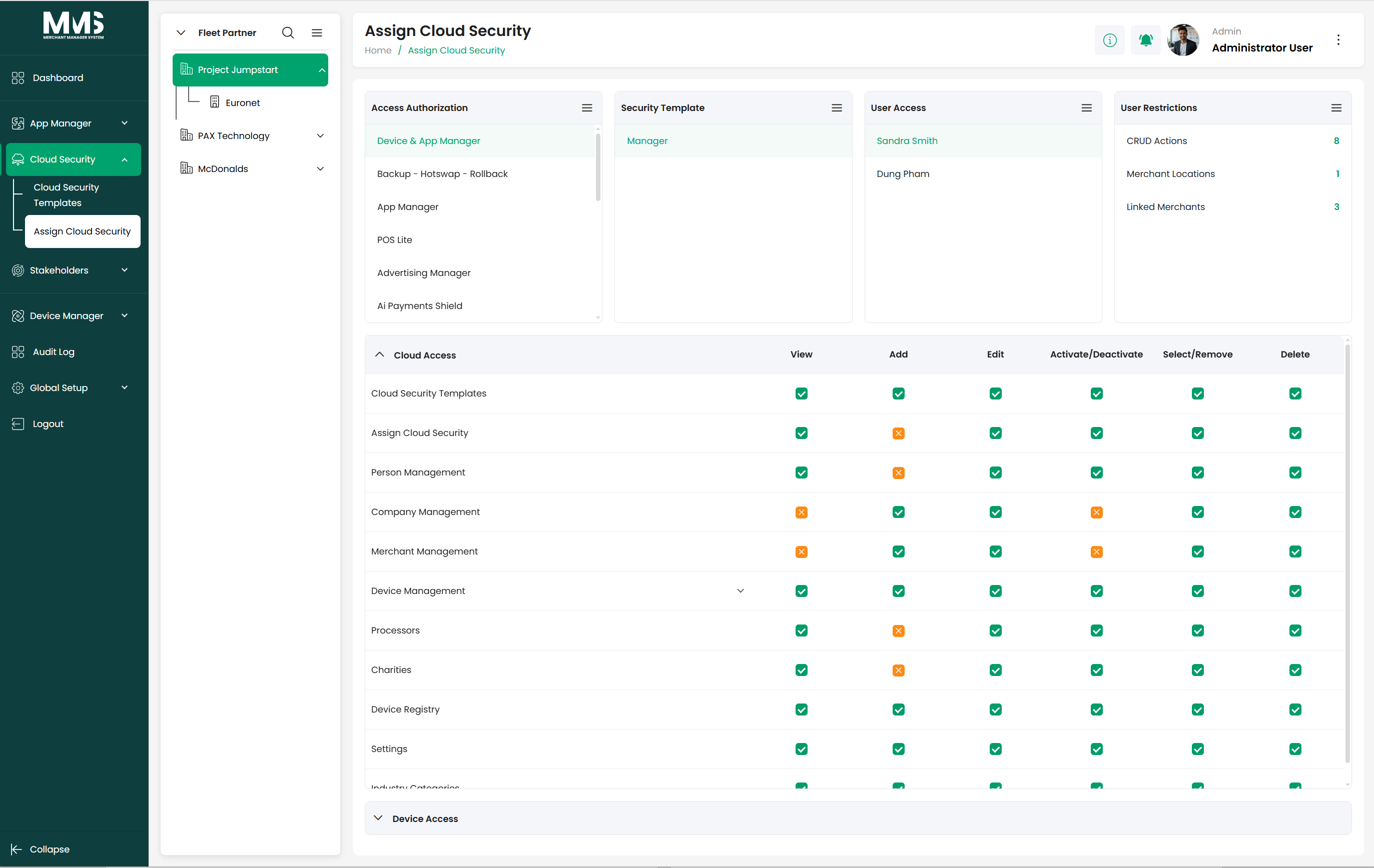 Assign Cloud Security — select company