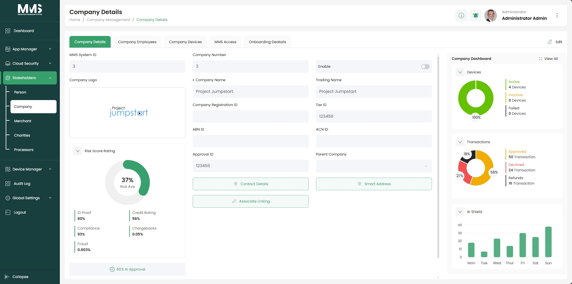 Company Details tab