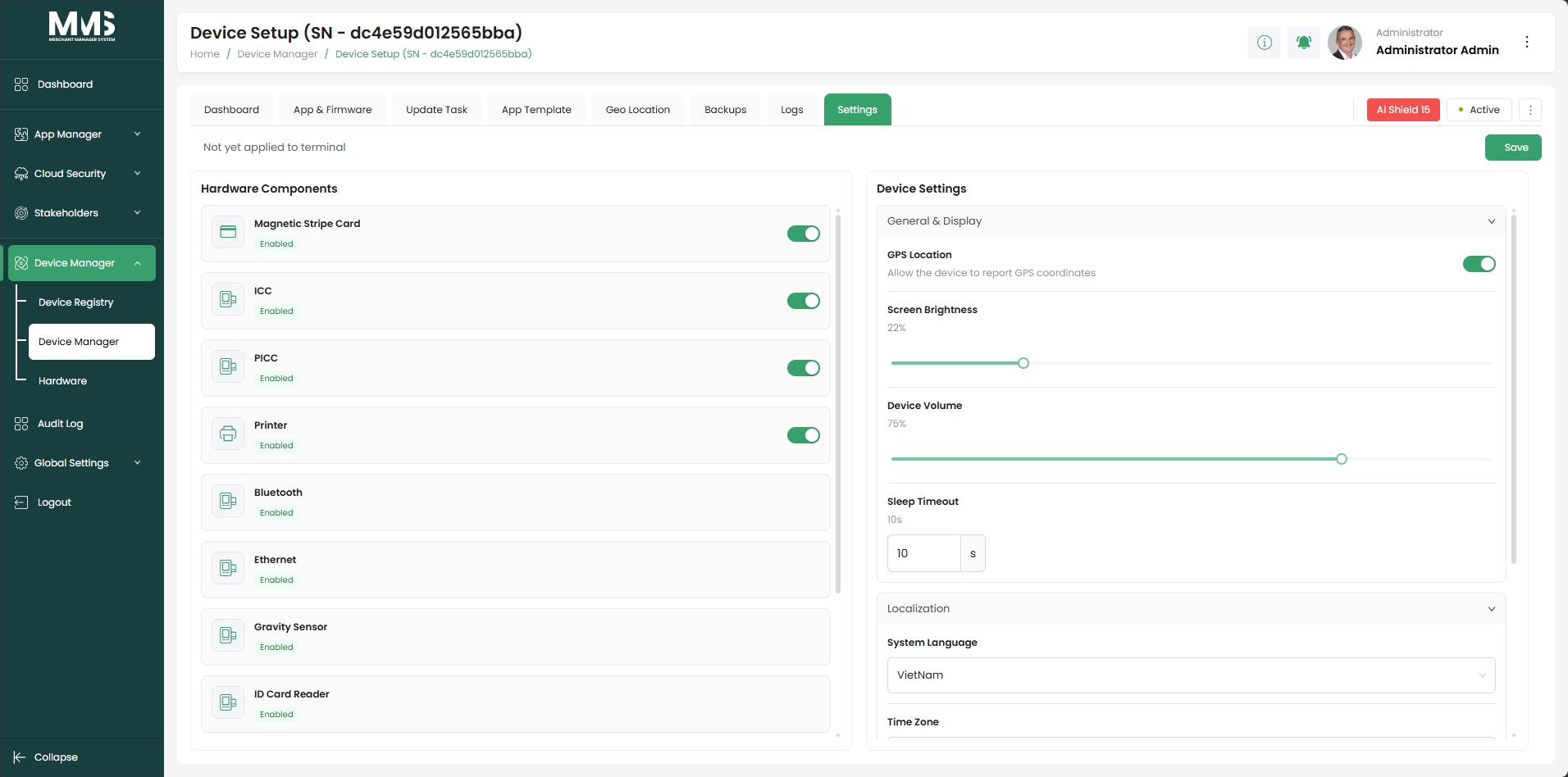 Device settings