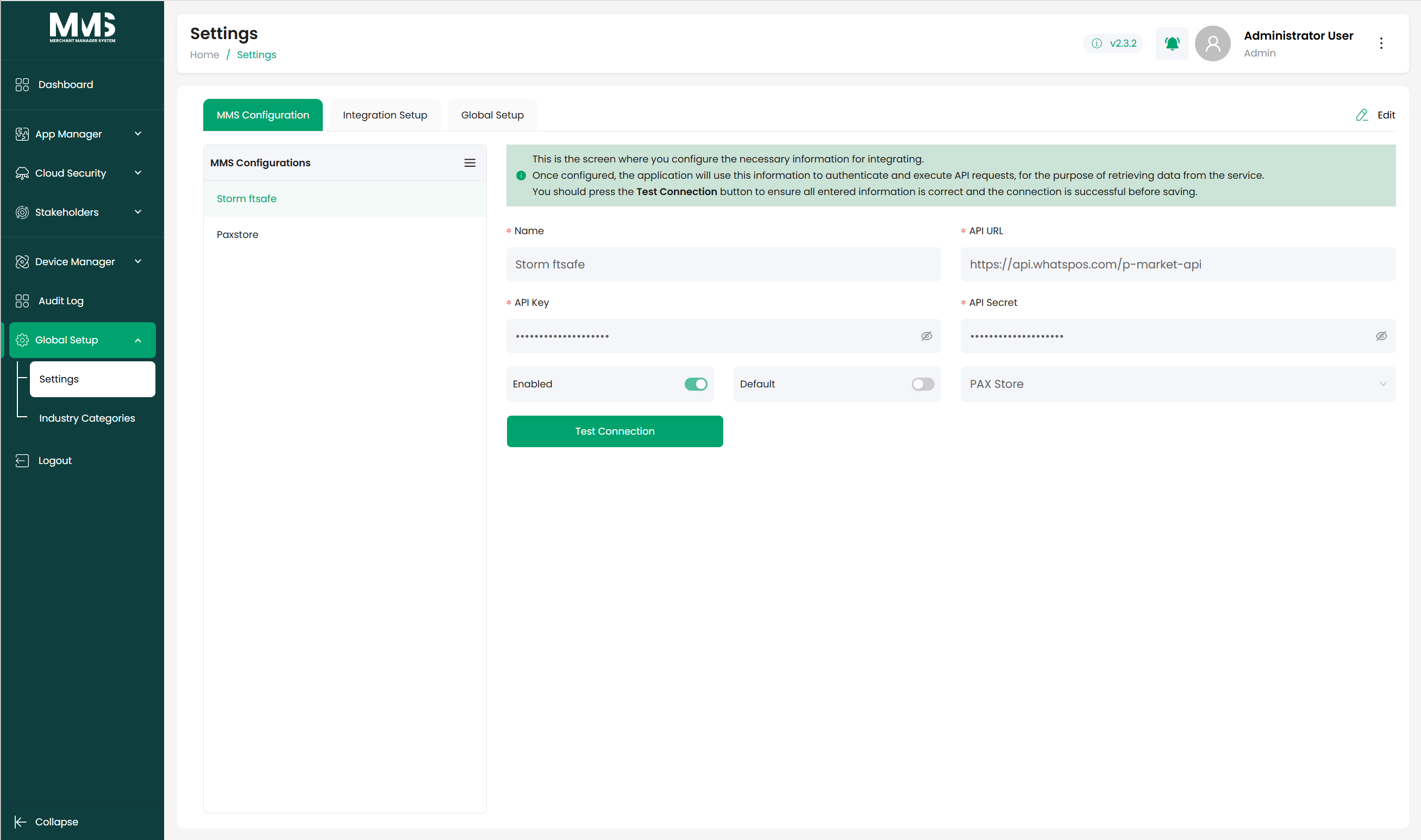 Settings — MMS Configuration
